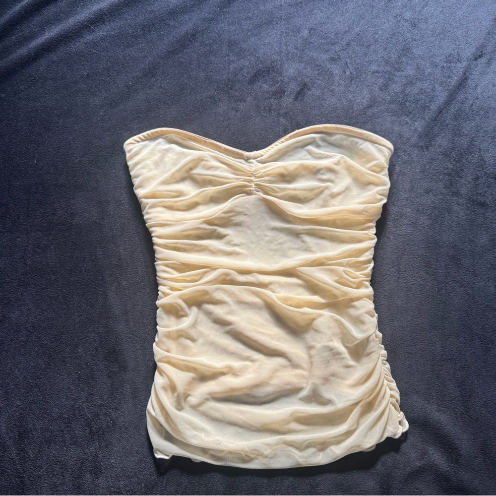 SHEIN Cream Strapless Bandeau